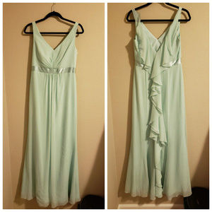David's Bridal Mint Sleeveless Chiffon Dress